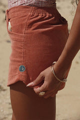 Wings Hawaii retro pocket shorts in coral orange corduroy  thumbnail