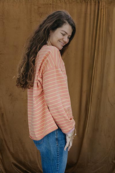 Boxy Long Sleeve - Clay Stripe
