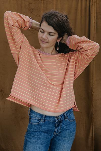 Boxy Long Sleeve - Clay Stripe