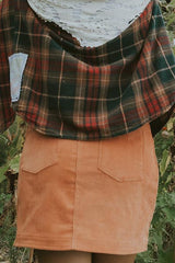 Wings Hawaii Retro Pocket A-Line Mini Skirt in Coral Corduroy thumbnail