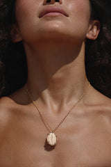 Prong Set Shell Necklace - Granulated Cowrie thumbnail