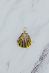 Wings Hawaii Moonrise Shell necklace charm prong-set in 14k gold-fill. Fine jewelry gifts handcrafted with aloha in Maui. Real Moonrise shells found only in Hawaii. Unique island souvenirs.  thumbnail