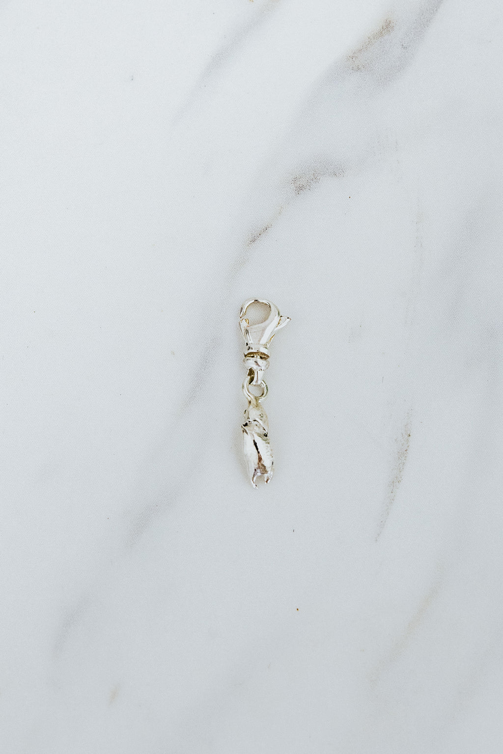Wings Hawaii Crab Claw necklace clasp-on charm in sterling silver. Fine jewelry handcrafted in Maui. Charm Bar collection, modern charm necklaces made in Hawaii
