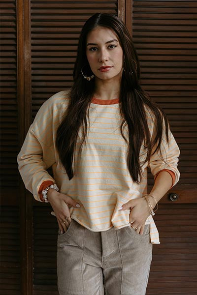 Boxy Long Sleeve - Neon Stripe