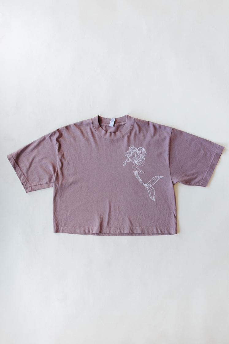 Wings Hawaii Oversized Cropped Tee - 1981 mauve front with mermaid