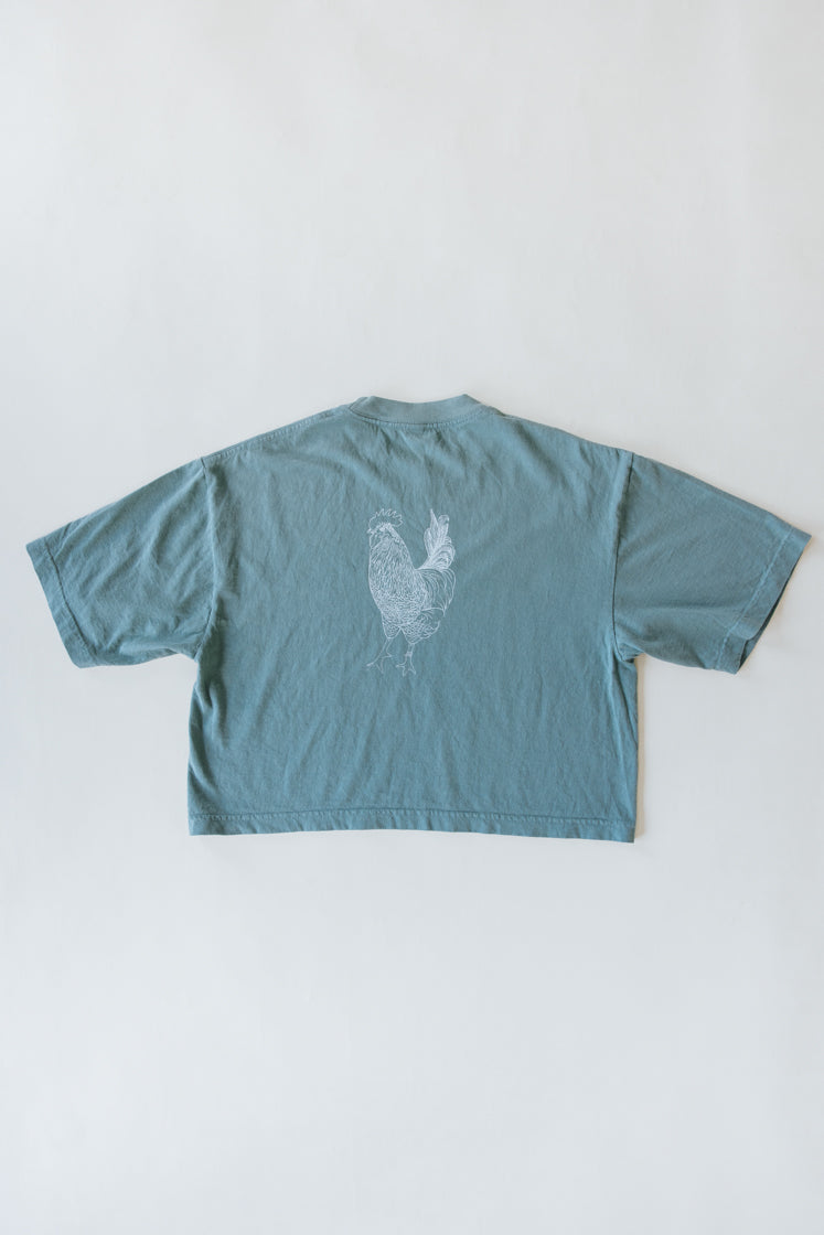 Oversized Cropped Tee - Rooster