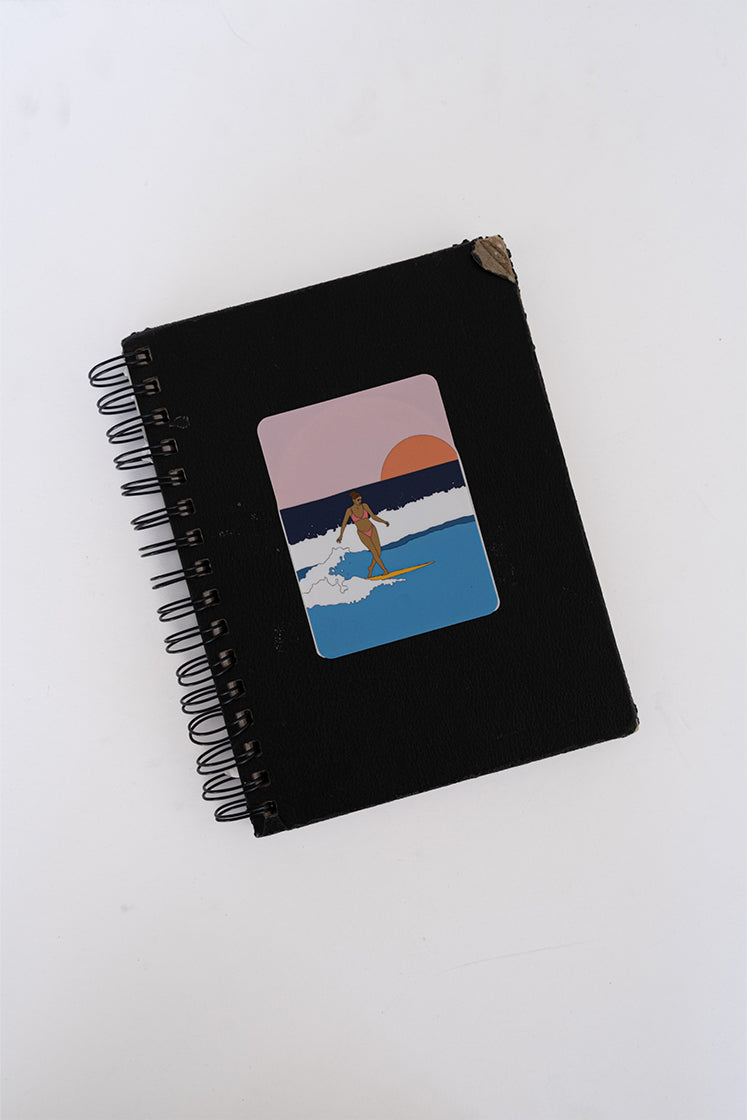 Wings Hawaii cross step surfer girl sticker - on notebook