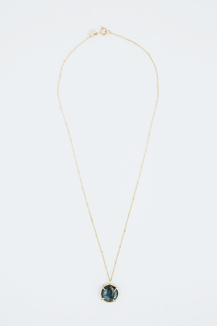 Gold Gemstone Necklace Labradorite