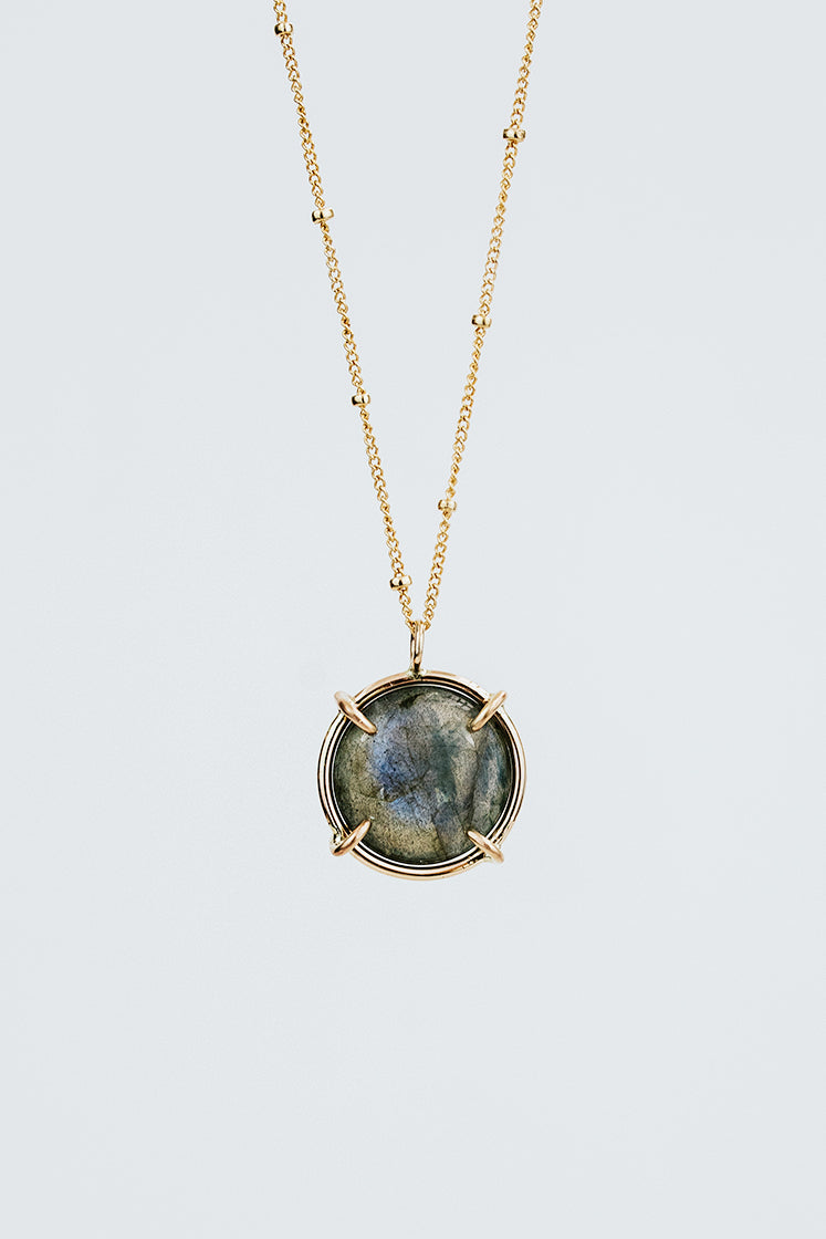Gold Gemstone Necklace Labradorite