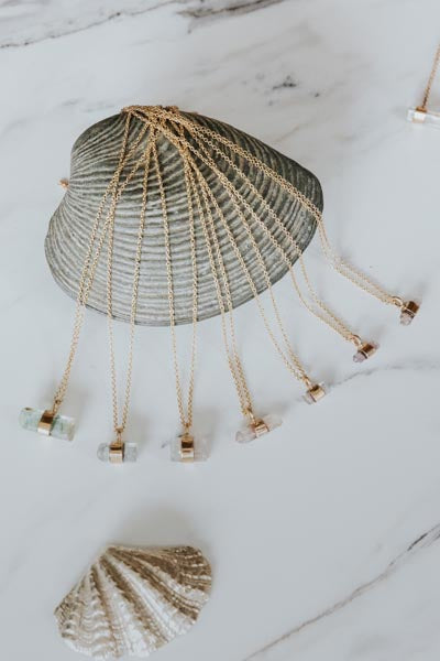 Banded Crystal Charm Necklaces