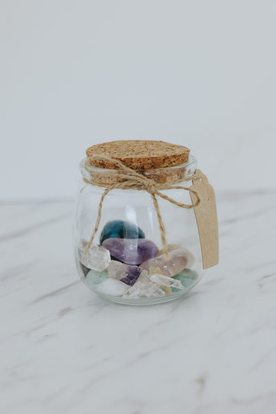 Wish Bottle - Tumbled Stones + Crystals