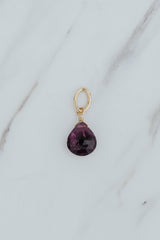 Wings Hawaii dark pink/purple Tourmaline necklace charm in 14k gold-filled. Fine jewelry handcrafted in Maui.  thumbnail