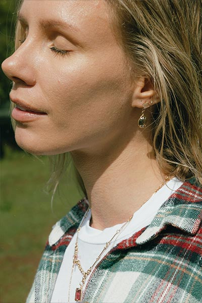 Diamond Drop Stud Earrings - 14K