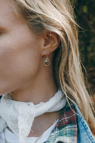 Diamond Drop Stud Earrings - 14K