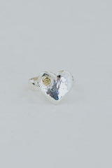 Wings Hawaii Diamond Heart Ring - Sterling silver and 14k gold with diamond thumbnail