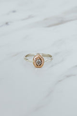 Wings Hawaii diamond molten ring in 14k rose gold and sterling silver. Fine jewelry handmade in Maui. Unique engagement rings and wedding jewelry made in Hawaii. 