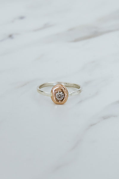 Molten ring - Diamond | 14k RG + SS