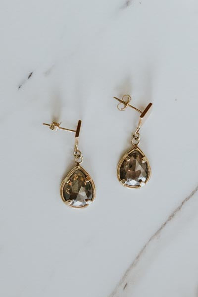 Diamond Drop Stud Earrings - 14K