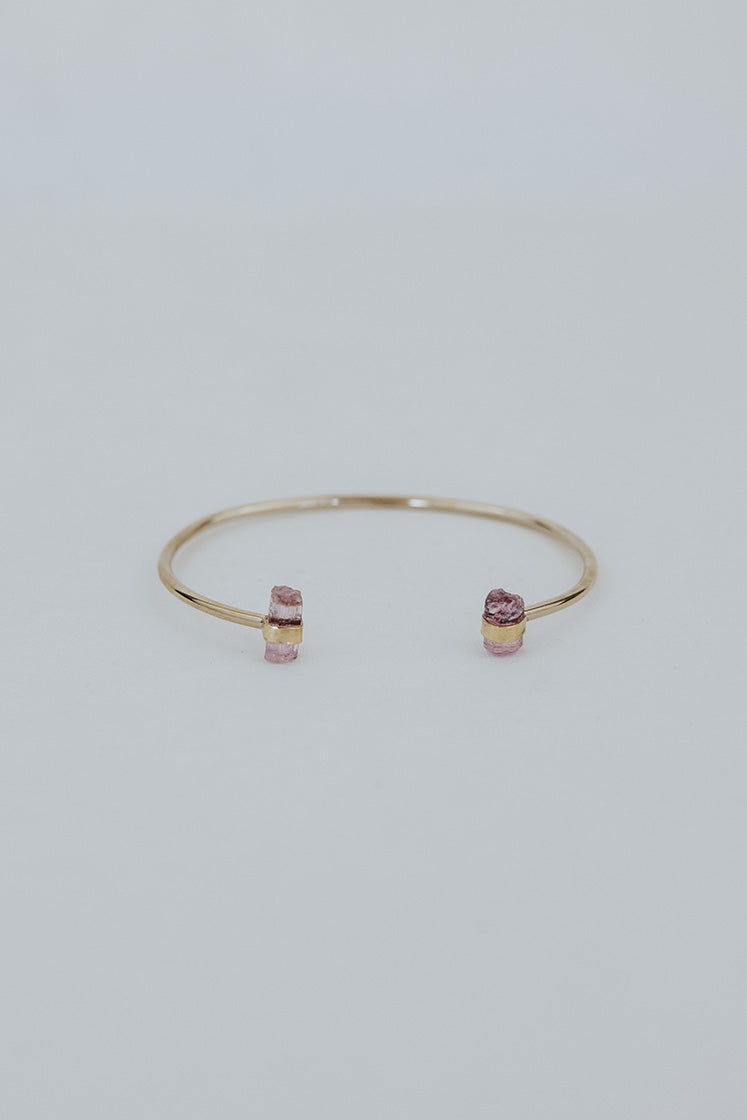 Banded Pink Tourmaline Cuff - 14k