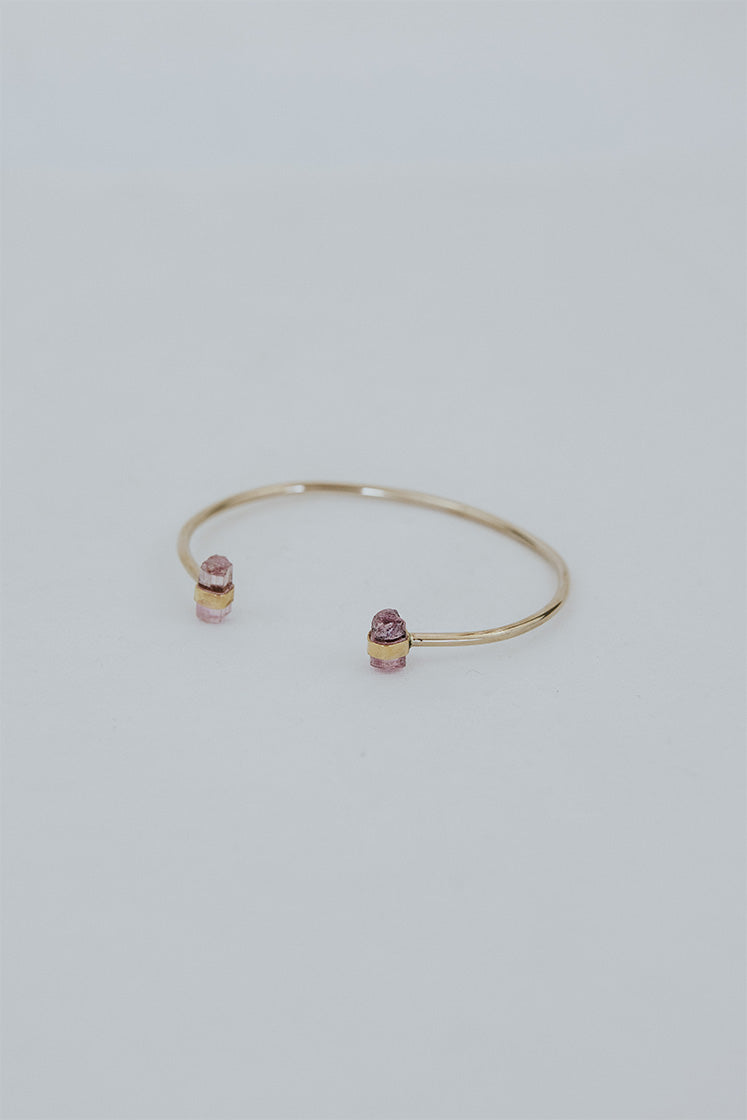 Banded Pink Tourmaline Cuff - 14k