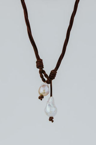 Double Pearl Lariat - Baroque Freshwater Pearl