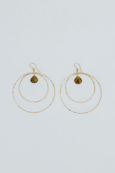 Wings Hawaii Double Hoop Earrings - Golden Tourmaline in 14k gold fill