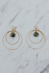 Double Hoop Earrings - Labradorite