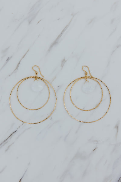 Double Hoop Earrings - Moonstone