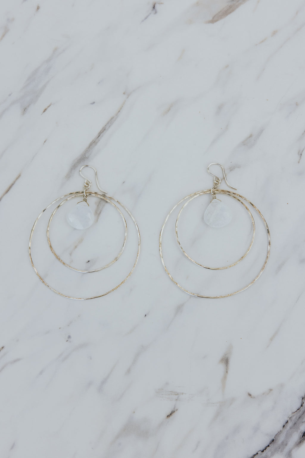 Double Hoop Earrings - Moonstone