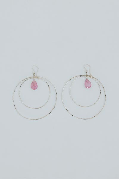 Double Hoop Earrings - Pink Tourmaline