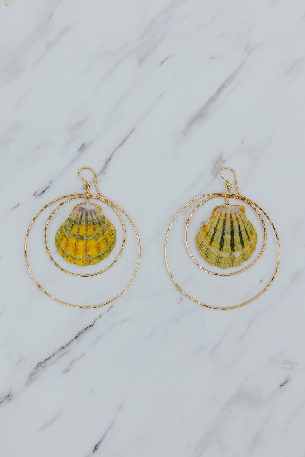Double Hoop Earrings - Sunrise Shell