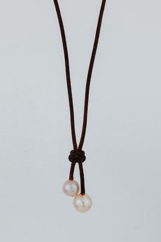 Double Pearl Lariat - Pink Freshwater Pearl