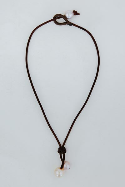 Double Pearl Lariat - Pink Freshwater Pearl