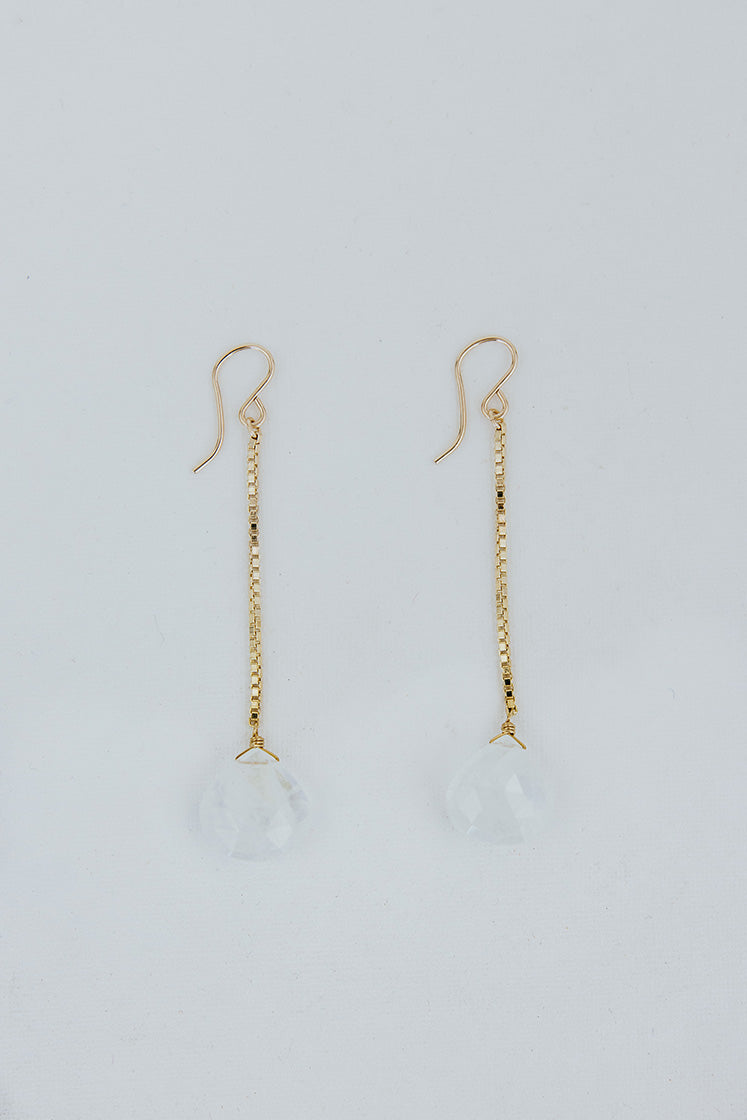 Drop Chain Earrings - Moonstone