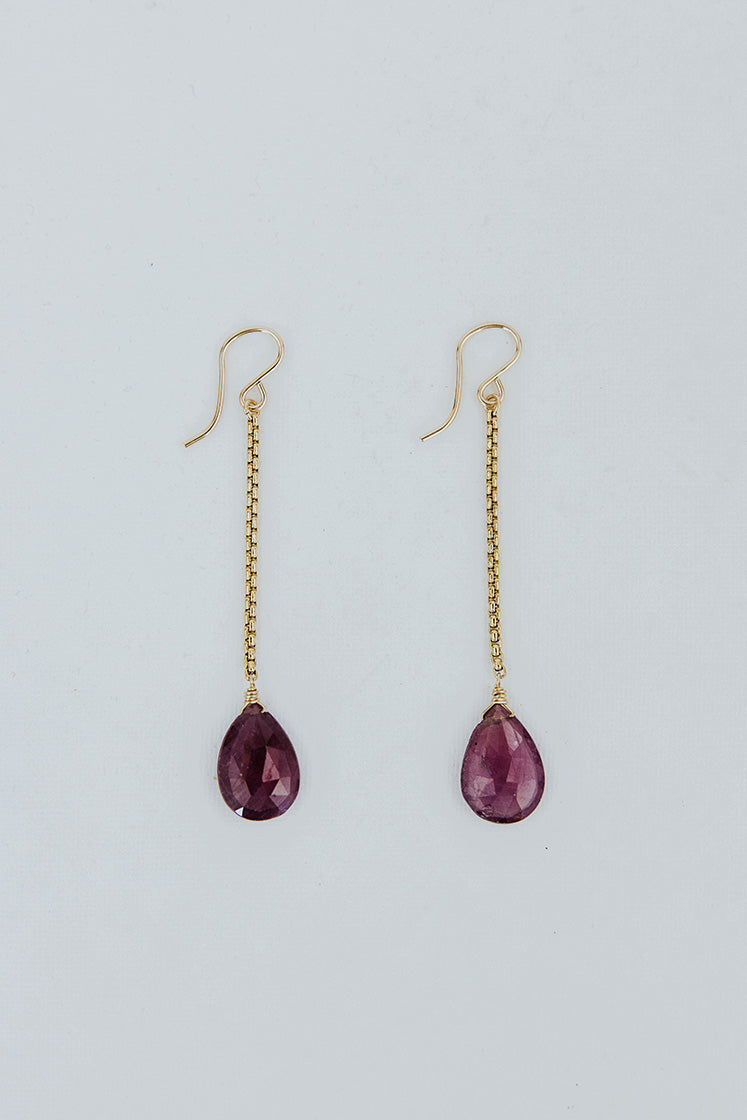 Drop Chain Earrings - Sapphire