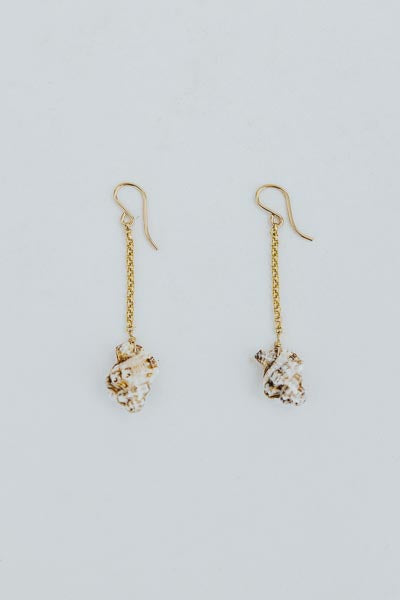 Shell Drop Chain Earrings - Triton Shell