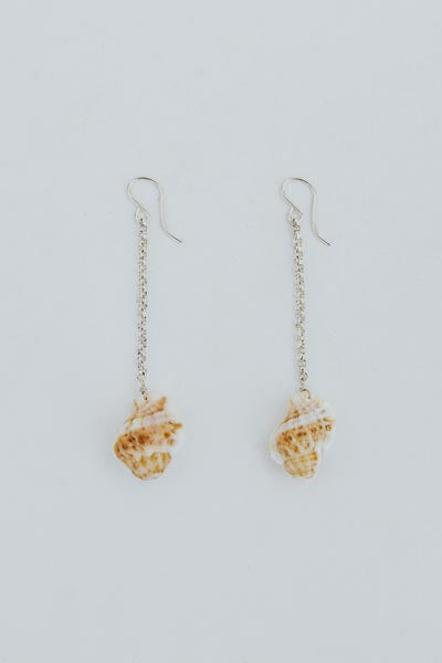 Shell Drop Chain Earrings - Triton Shell