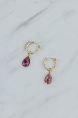 Wings Hawaii Sapphire charms for hoop earrings. Fine jewelry handmade in Maui. Modern, elevated charm earrings to mix, match, customize.  thumbnail