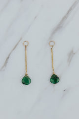 Wings Hawaii Emerald drop-chain earring charms in 14k gold-filled. Fine jewelry handcrafted in Maui. Add to charm hoop earrings, sold separately.  thumbnail