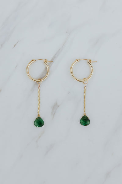 Earring Charms - Drop Chain Emerald | GF