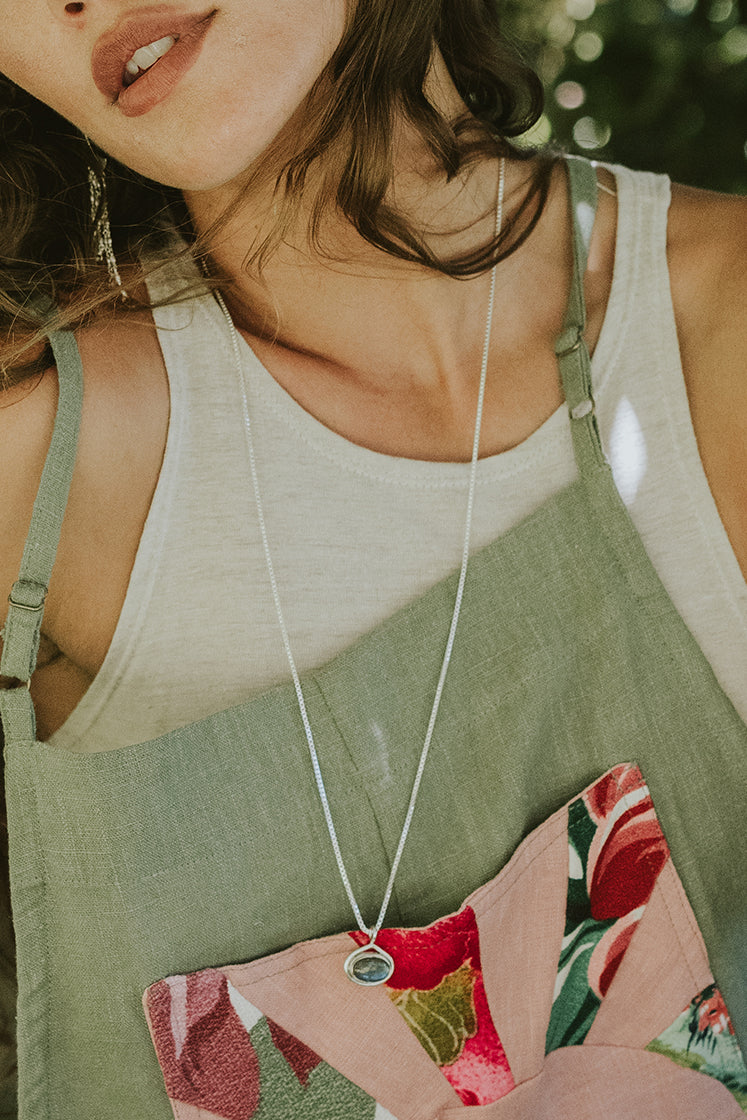 sterling silver labradorite evil eye necklace