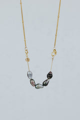 Wings Hawaii Keshi Tahitian Pearl Necklace Extender in 14k gold fill. Clasp on to chain necklaces for a unique charm style. Fine jewelry handmade in Maui.  thumbnail