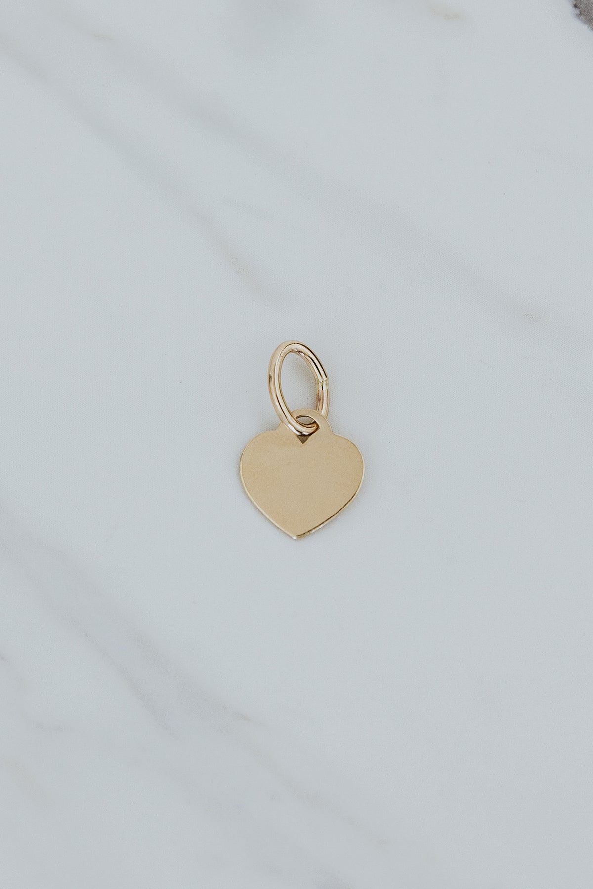 Wings Hawaii Heart necklace charm. 14k yellow gold-filled. Heart shaped charm for necklaces. Charm Bar mix, match, customize. Fine jewelry handmade in Maui.