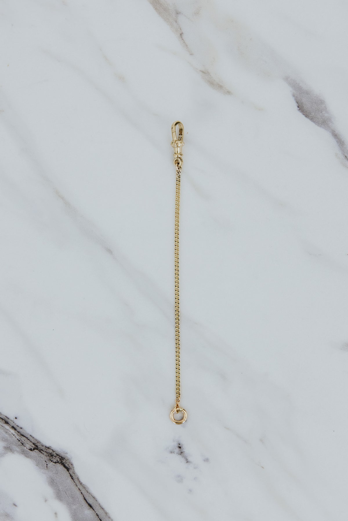 Wings Hawaii fob necklace extender in solid 14k yellow gold curb chain and swivel clasp. Fine jewelry handmade in Maui. Made for collecting charms, personalized, customized necklaces. 