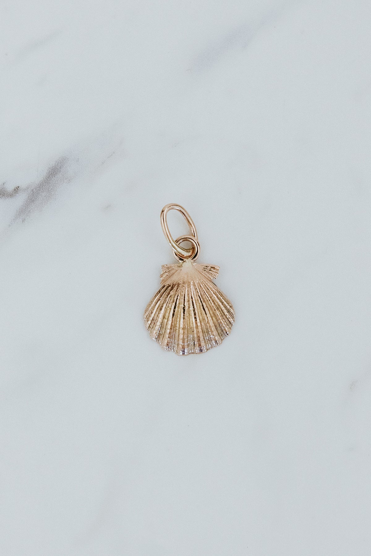 Wings Hawaii Forever Sunrise Shell Necklace Charm in solid 14k rose gold. Fine jewelry handmade in Maui. 