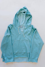 Wings Hawaii Beach Hoodie sweatshirt in aqua blue. 100% cotton french terry. Elevated apparel, sustainable essentials for coastal living. Designed in Maui, sewn in LA.  thumbnail