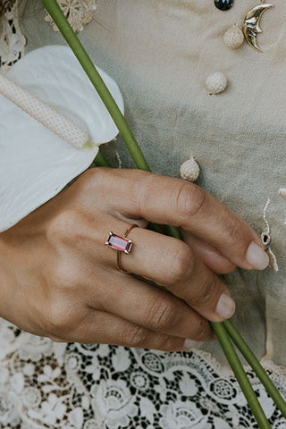 Prong Set Gemstone Ring - Garnet