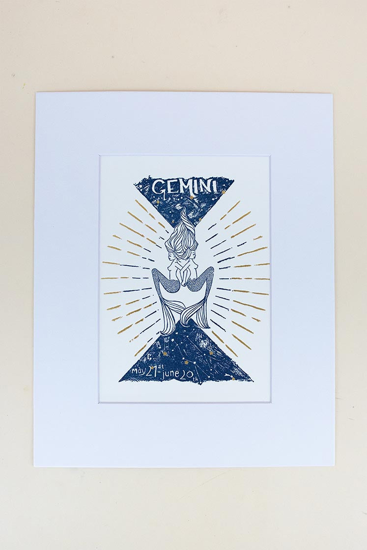 Wings Hawaii zodiac letterpress prints - Gemini matted