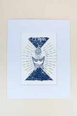 Wings Hawaii zodiac letterpress prints - Gemini matted thumbnail