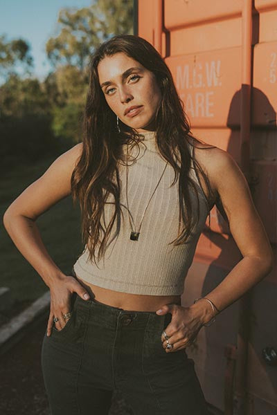 Lexi Mock Neck Tank - Ivory Gold Sparkle